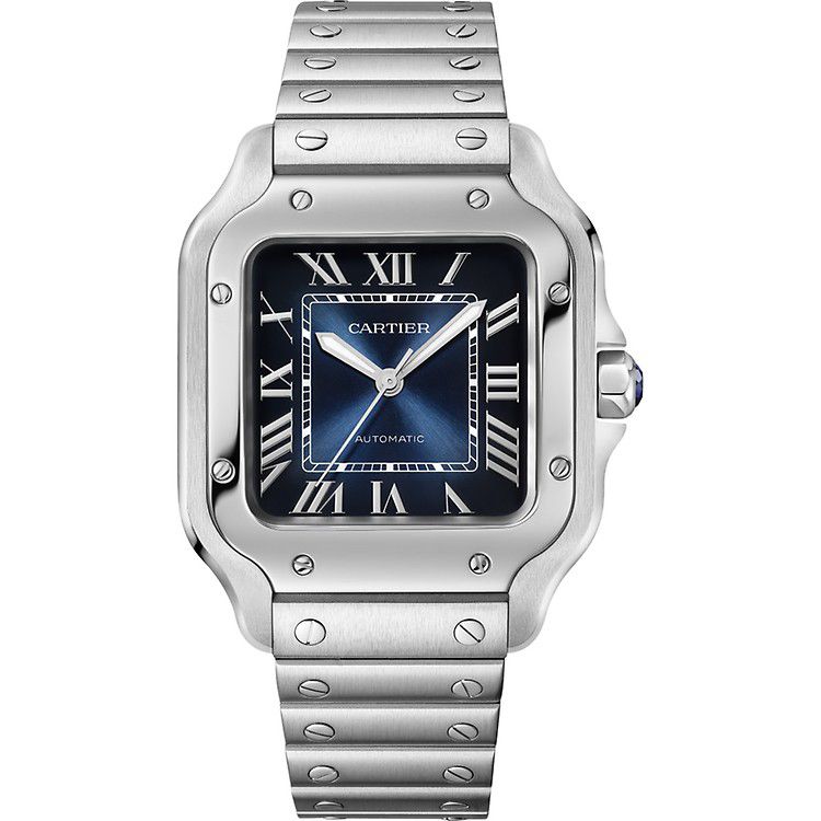 C ar_tier Santos De Cartier Large Blue Dial Stainless Steel